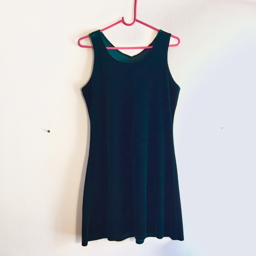 vintage 90's green velvet grunge tank dress medium